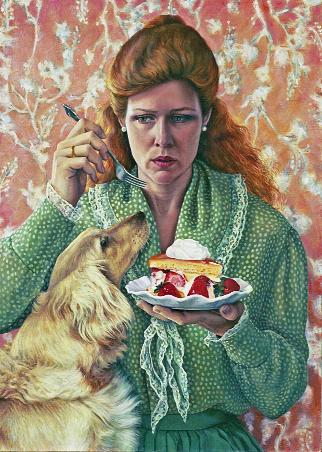 Self Portrait with Dog, Oil, 32" x 22", Sold