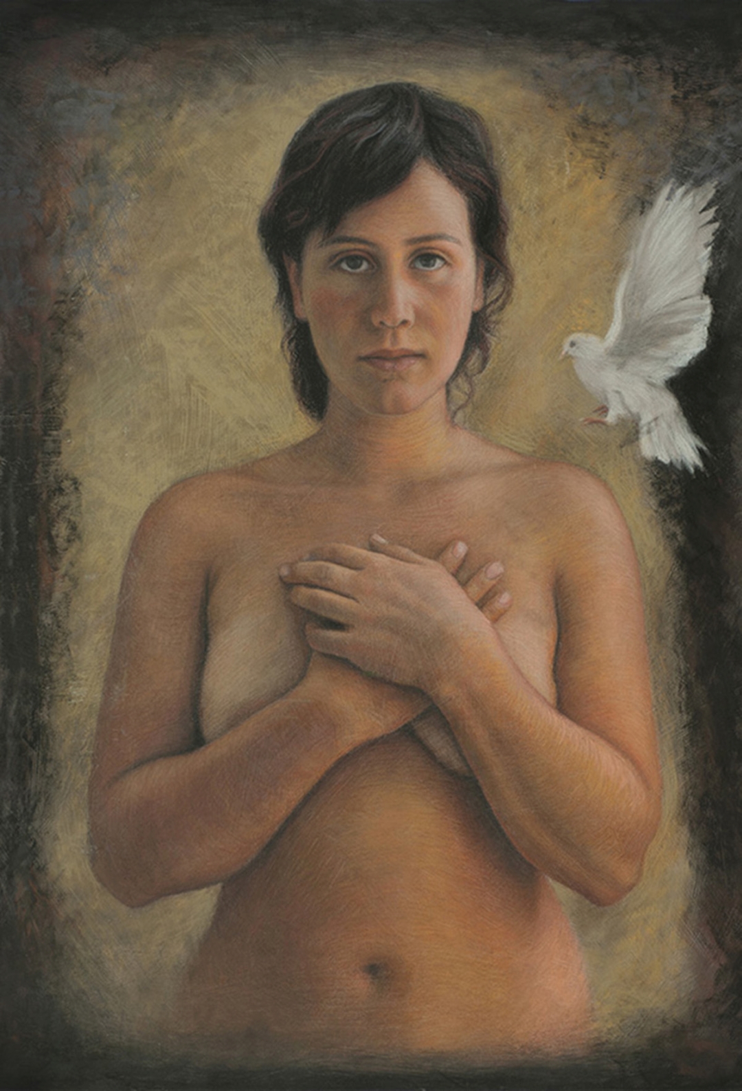 Woman with Bird, Charcoal & Chalk, 40" x 25", Price upon request